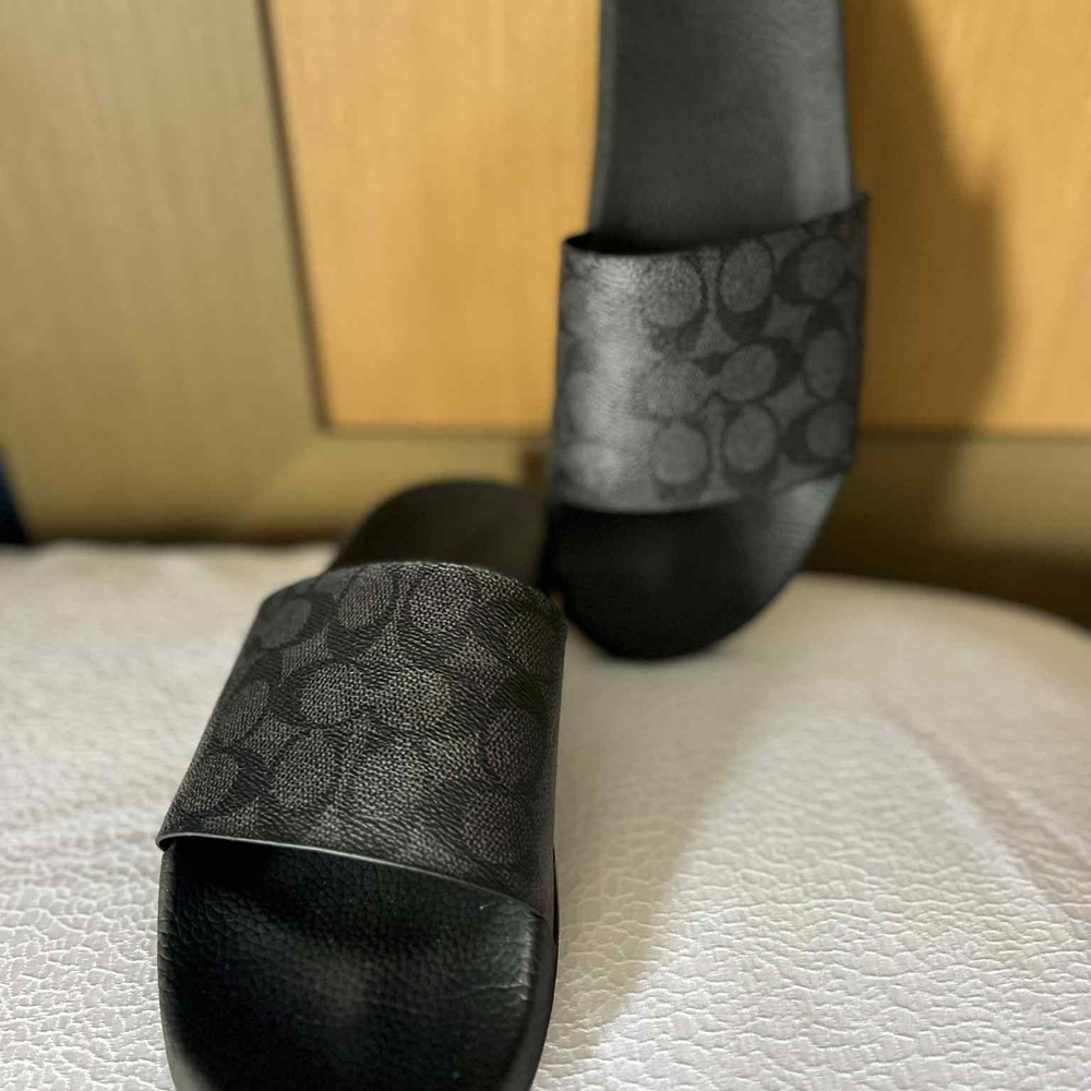 Coach Black Slide Sandals